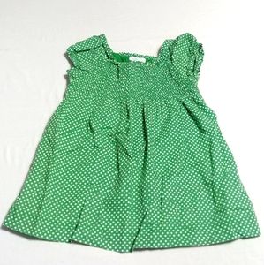 polka dot smocked short sleeve dress 100% cotton.